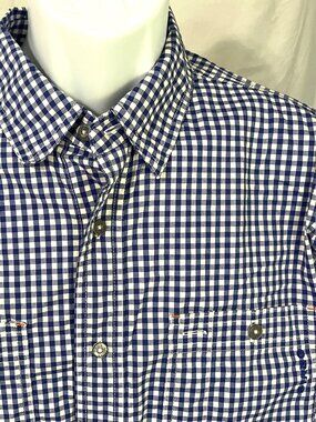 🎣 Orvis Men’s Active Fit Shirt – Blue & White Checkered, Long Sleeve, Size M
